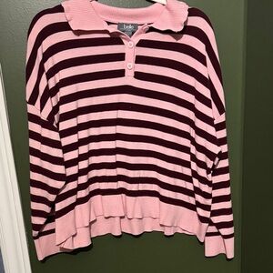 Women's Sweater in Pink and Red Stripes